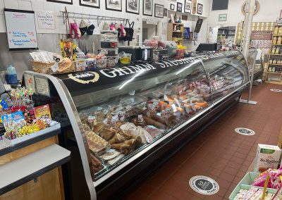 Grimm Sausage long view of meat counter